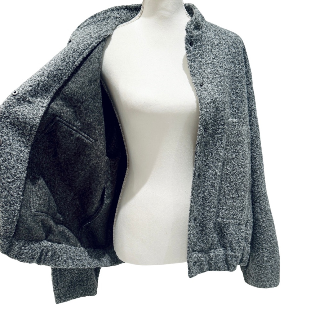 NWOT Women’s Oversized Bomber Jacket | Dark Gray Button Down + Pockets (L) - Picture 8 of 14